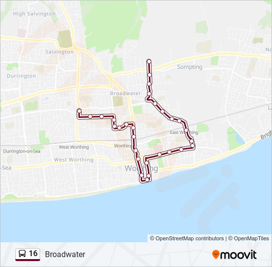 Bus 16 Route Map 16 Route: Schedules, Stops & Maps - Broadwater (Updated)