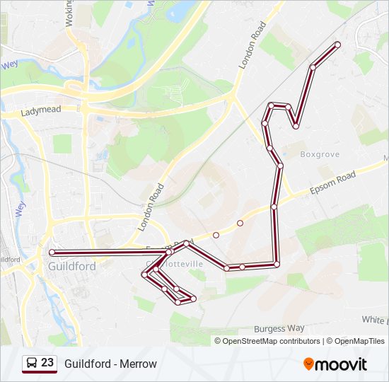 Bus 23 Route Map 23 Route: Schedules, Stops & Maps - Guildford (Updated)