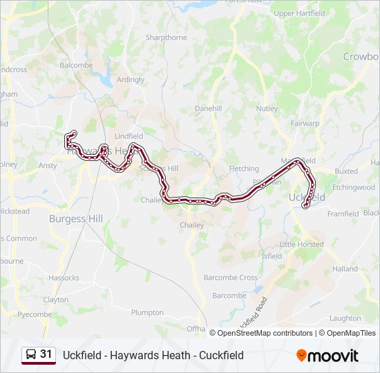 Bus 31 Route Map 31 Route: Schedules, Stops & Maps - Cuckfield (Updated)