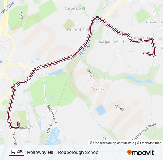 Bus 45 Route Map 45 Route: Schedules, Stops & Maps - Holloway Hill (Updated)