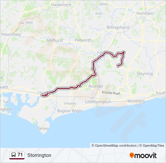 71 bus Line Map