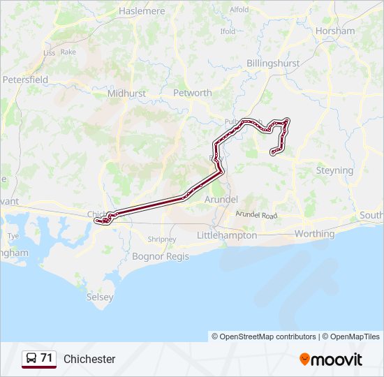 71 bus Line Map