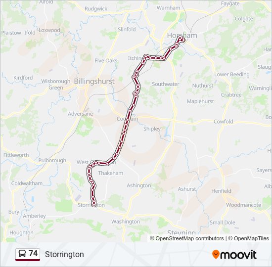 Bus 74 Route Map 74 Route: Schedules, Stops & Maps - Storrington (Updated)