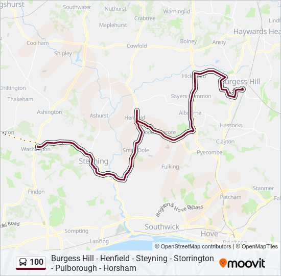 100 bus Line Map