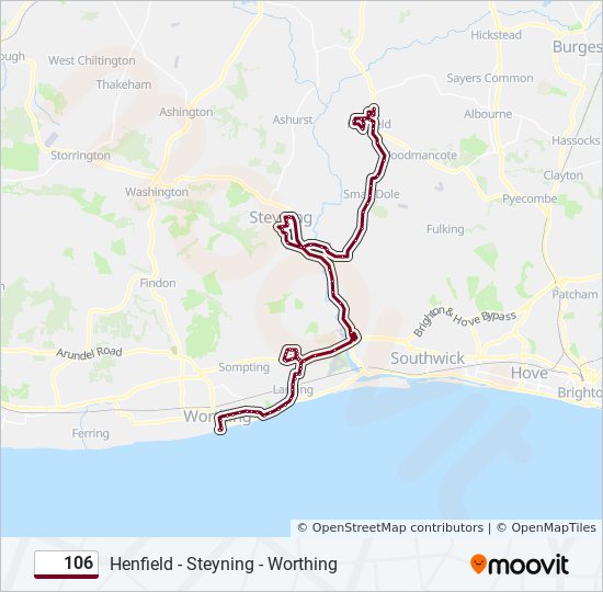 106 Route: Schedules, Stops & Maps - Henfield (Updated)