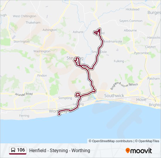 Bus 106 Route Map 106 Route: Schedules, Stops & Maps - Worthing (Updated)