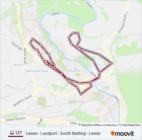 127 Route: Schedules, Stops & Maps - Lewes (Updated)