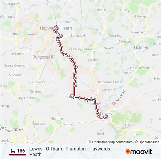 166 bus Line Map