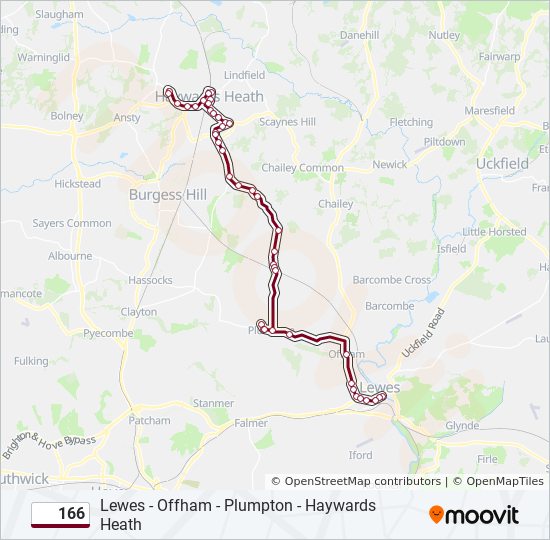 166 bus Line Map