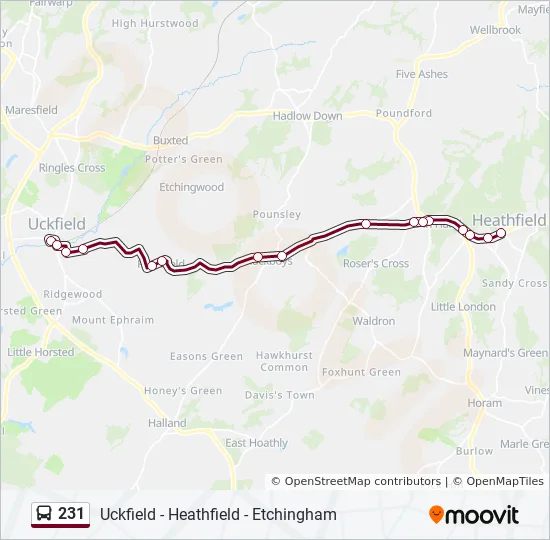 Bus 231 Route Map 231 Route: Schedules, Stops & Maps - Heathfield (Updated)