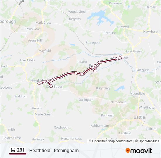 231 bus Line Map