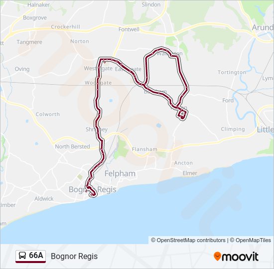 66A bus Line Map