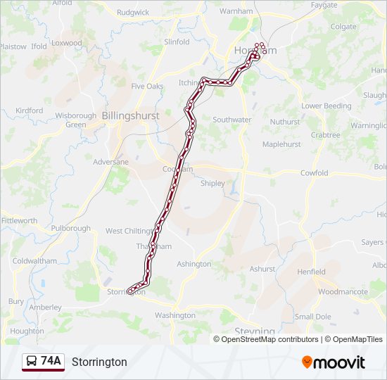 74a Route: Schedules, Stops & Maps - Storrington (Updated)