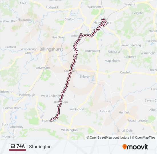 74A bus Line Map