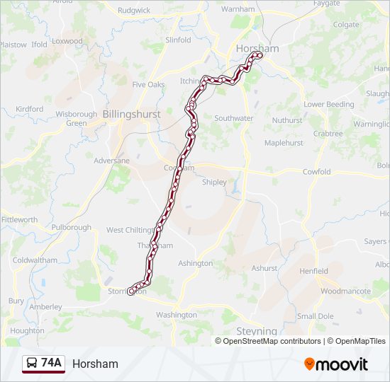 74A bus Line Map