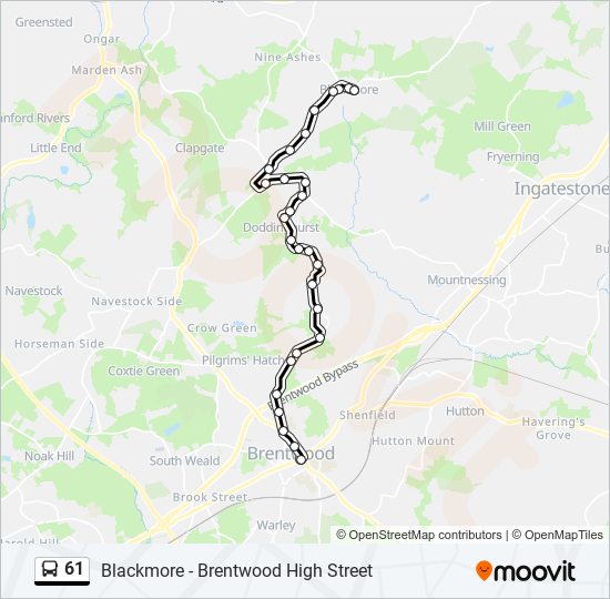 61 bus Line Map