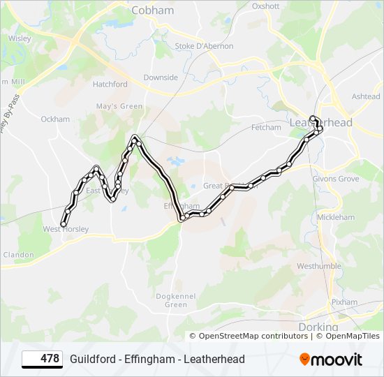 478 Route Schedules, Stops & Maps West Horsley (Updated)