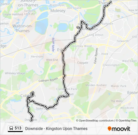 513 Route: Schedules, Stops & Maps - Downside (Updated)