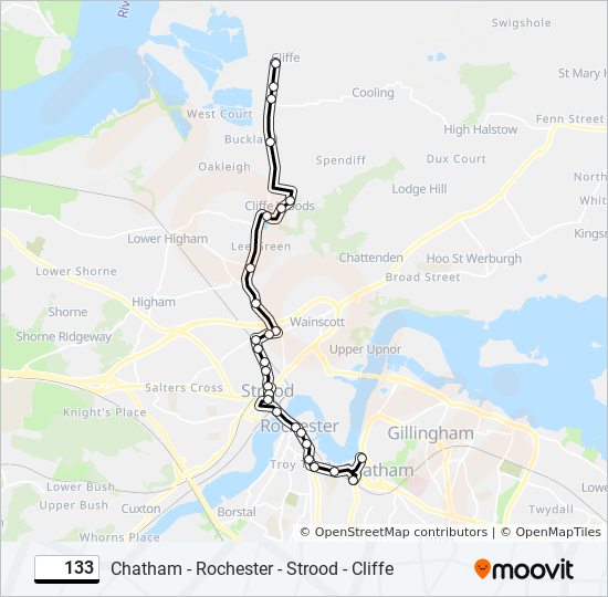 133 bus Line Map