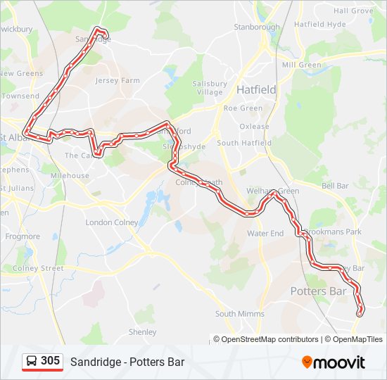 305 Route: Schedules, Stops & Maps - Potters Bar (Updated)