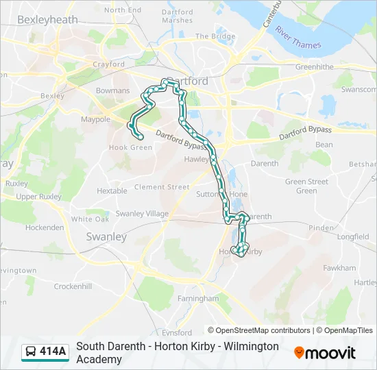414A Bus Line Map