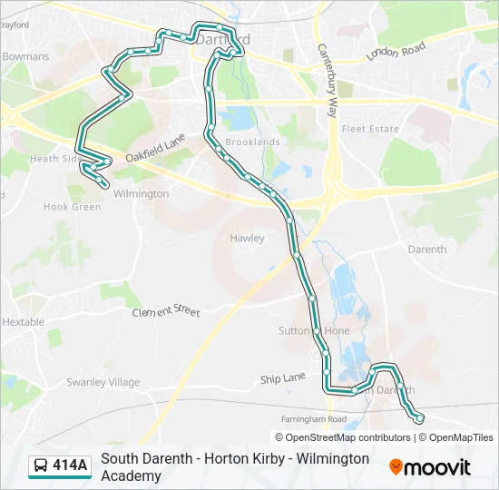 414A Bus Line Map