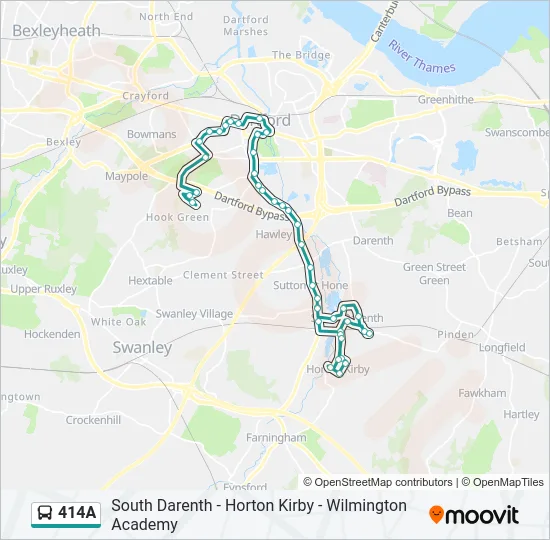 414A Bus Line Map