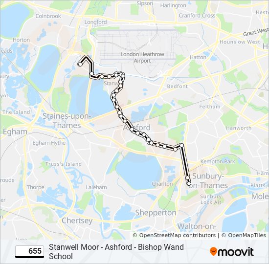 655 Route: Schedules, Stops & Maps - Stanwell Moor (updated)