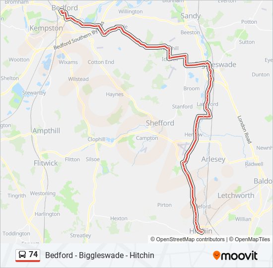 74 Route: Schedules, Stops & Maps - Hitchin (Updated)