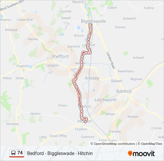 Bus 74 Route Map 74 Route: Schedules, Stops & Maps - Biggleswade (Updated)