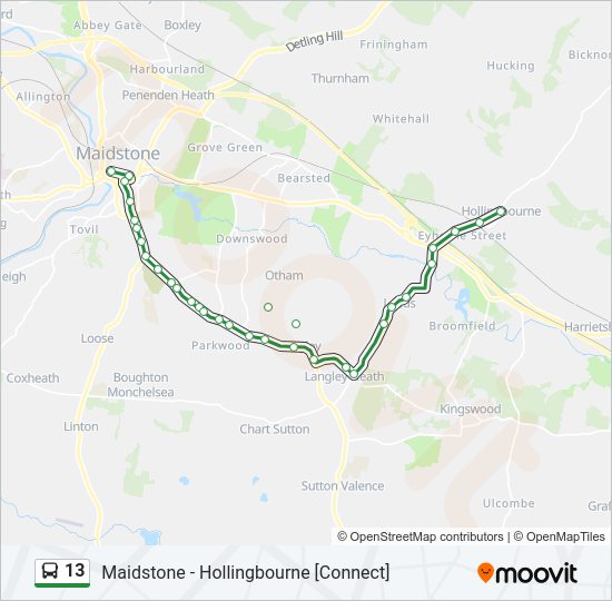 Bus 13 Route Map 13 Route: Schedules, Stops & Maps - Hollingbourne (Updated)