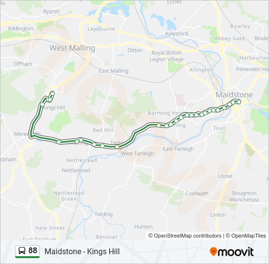 Bus 88 Route Map 88 Route: Schedules, Stops & Maps - Kings Hill (Updated)