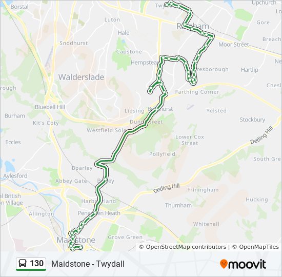 Bus 130 Route Map 130 Route: Schedules, Stops & Maps - Twydall (Updated)