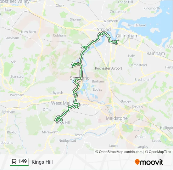 149 Route: Schedules, Stops & Maps - Kings Hill (Updated)