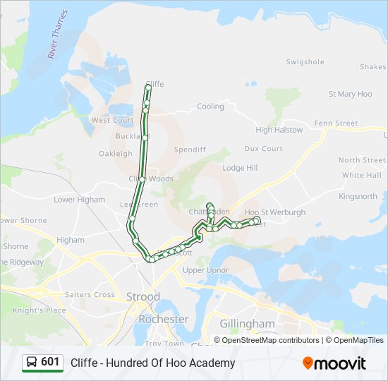 601 bus Line Map