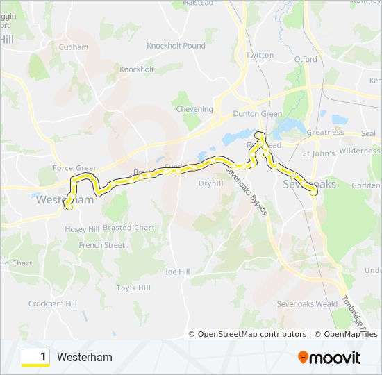 1 Route Schedules, Stops & Maps Westerham (Updated)