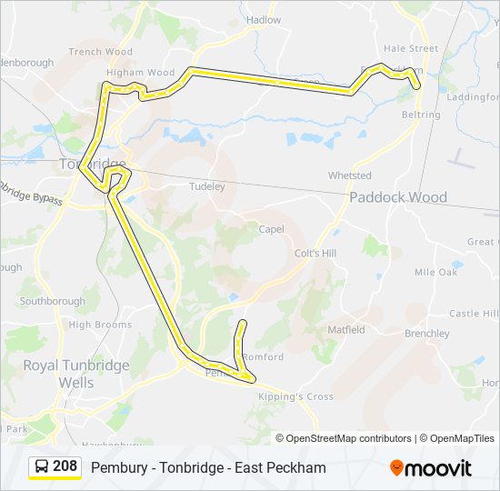 208 Route: Schedules, Stops & Maps - Henwood Green (Updated)