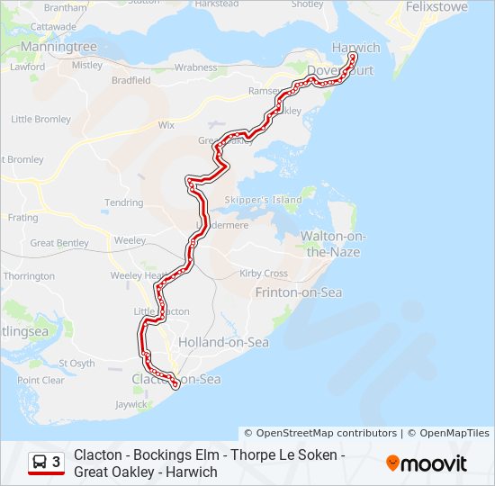 Bus 3 Route Map 3 Route: Schedules, Stops & Maps - Clacton (Updated)