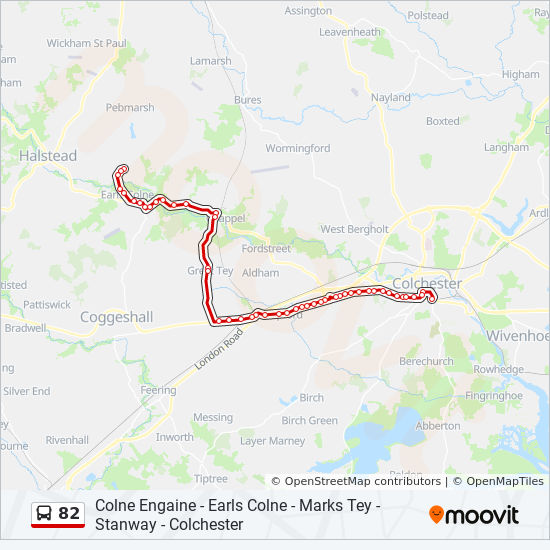 Bus 82 Route Map 82 Route: Schedules, Stops & Maps - Marks Tey (Updated)