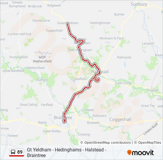 Bus 89 Route Map 89 Route: Schedules, Stops & Maps - Braintree (Updated)