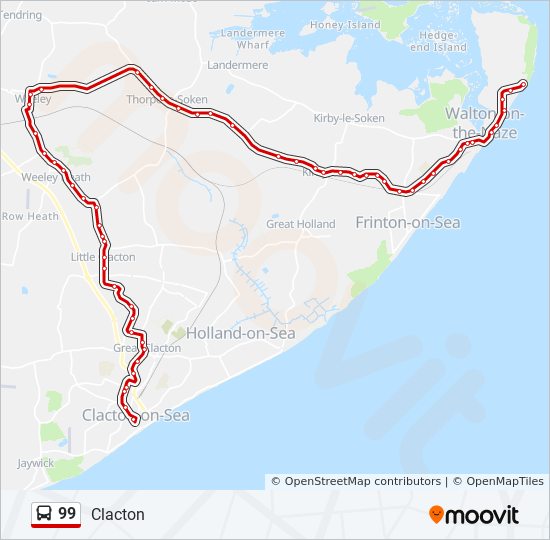 Bus 99 Route Map 99 Route: Schedules, Stops & Maps - Clacton (Updated)