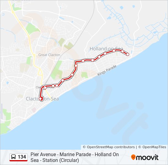 Bus 134 Route Map 134 Route: Schedules, Stops & Maps - Clacton (Updated)