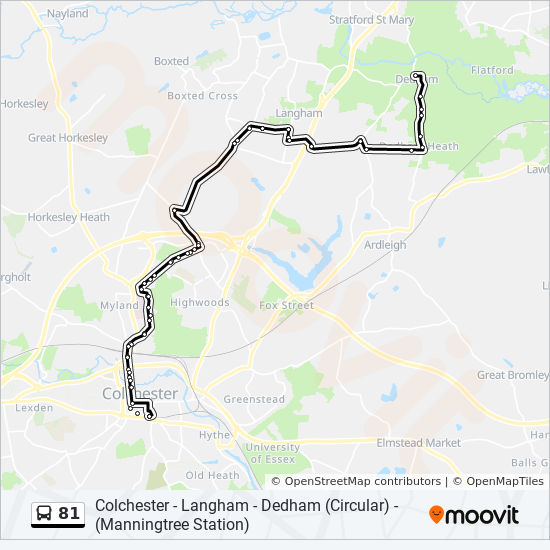 Bus 81 Route Map 81 Route: Schedules, Stops & Maps - Colchester Town Centre (Updated)