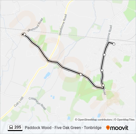 205 bus Line Map