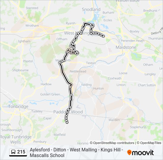 215 Bus Route Map 215 Route: Schedules, Stops & Maps - Paddock Wood (Updated)