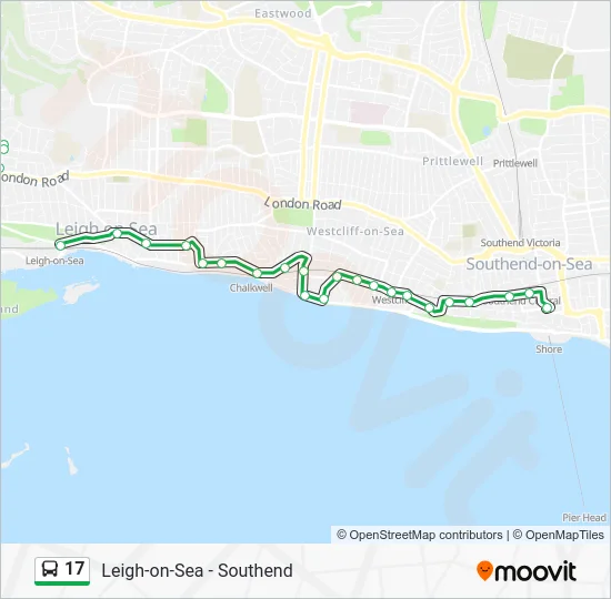 Southend Bus Routes Map 17 Route: Schedules, Stops & Maps - Leigh-On-Sea (Updated)
