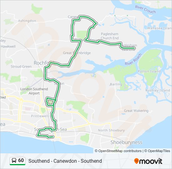 Bus 60 Route Map 60 Route: Schedules, Stops & Maps - Southend-On-Sea (Updated)