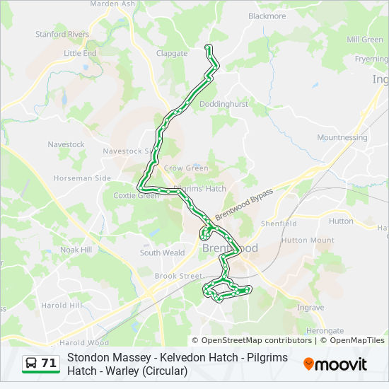 Bus 71 Route Map 71 Route: Schedules, Stops & Maps - Brentwood (Updated)