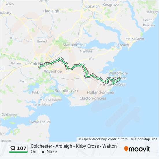 Bus 107 Route Map 107 Route: Schedules, Stops & Maps - Colchester Town Centre (Updated)