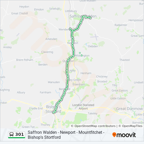 Bus 301 Route Map 301 Route: Schedules, Stops & Maps - Bishop's Stortford (Updated)